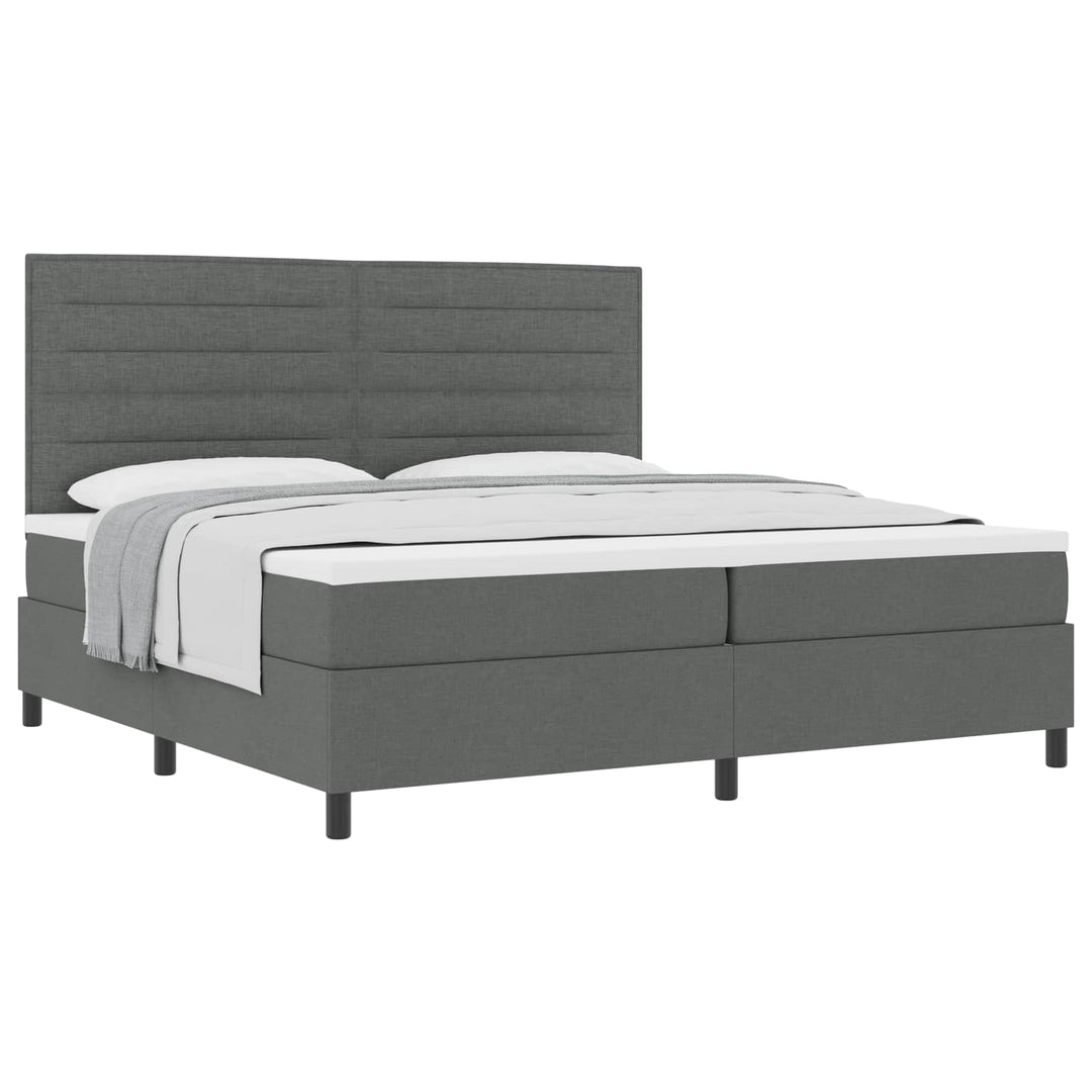 Box spring seng med madras Mørkegrå 200 x 200 cm Stof