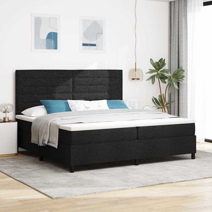 Box spring seng med madras Sort 200 x 200 cm Stof