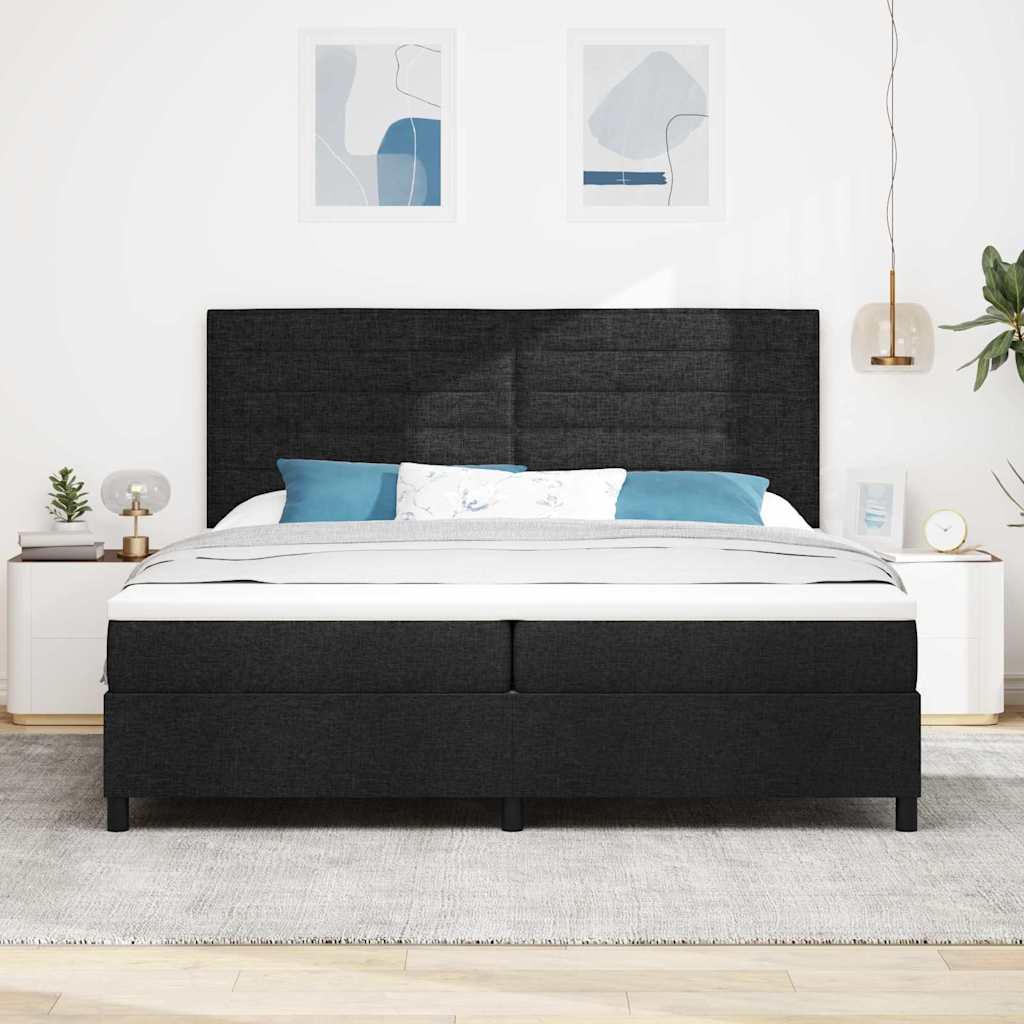 Box spring seng med madras Sort 200 x 200 cm Stof