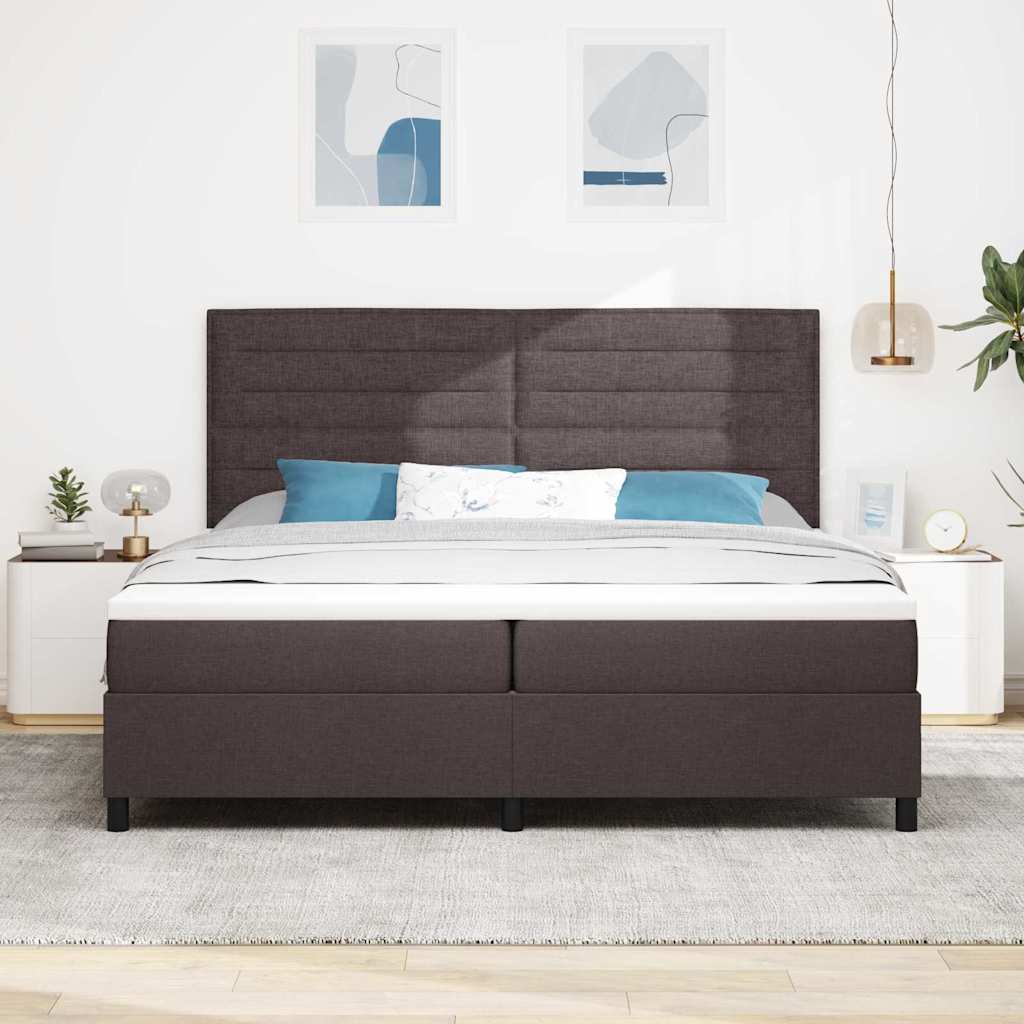 Box spring seng med madras Mørk Brun 200 x 200 cm Stof