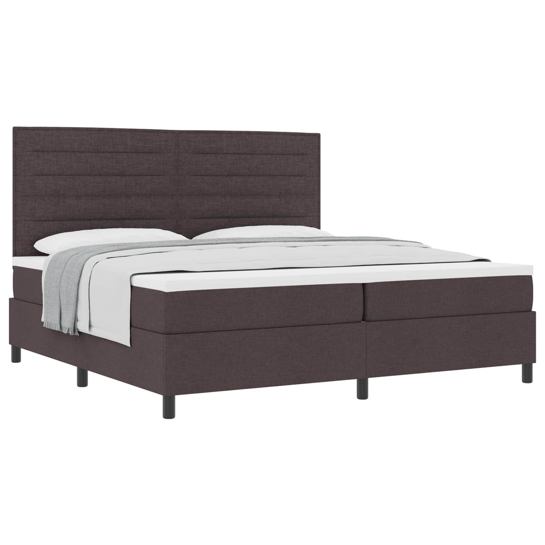Box spring seng med madras Mørk Brun 200 x 200 cm Stof