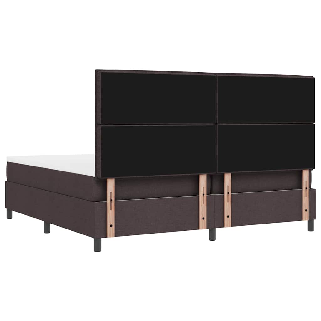 Box spring seng med madras Mørk Brun 200 x 200 cm Stof