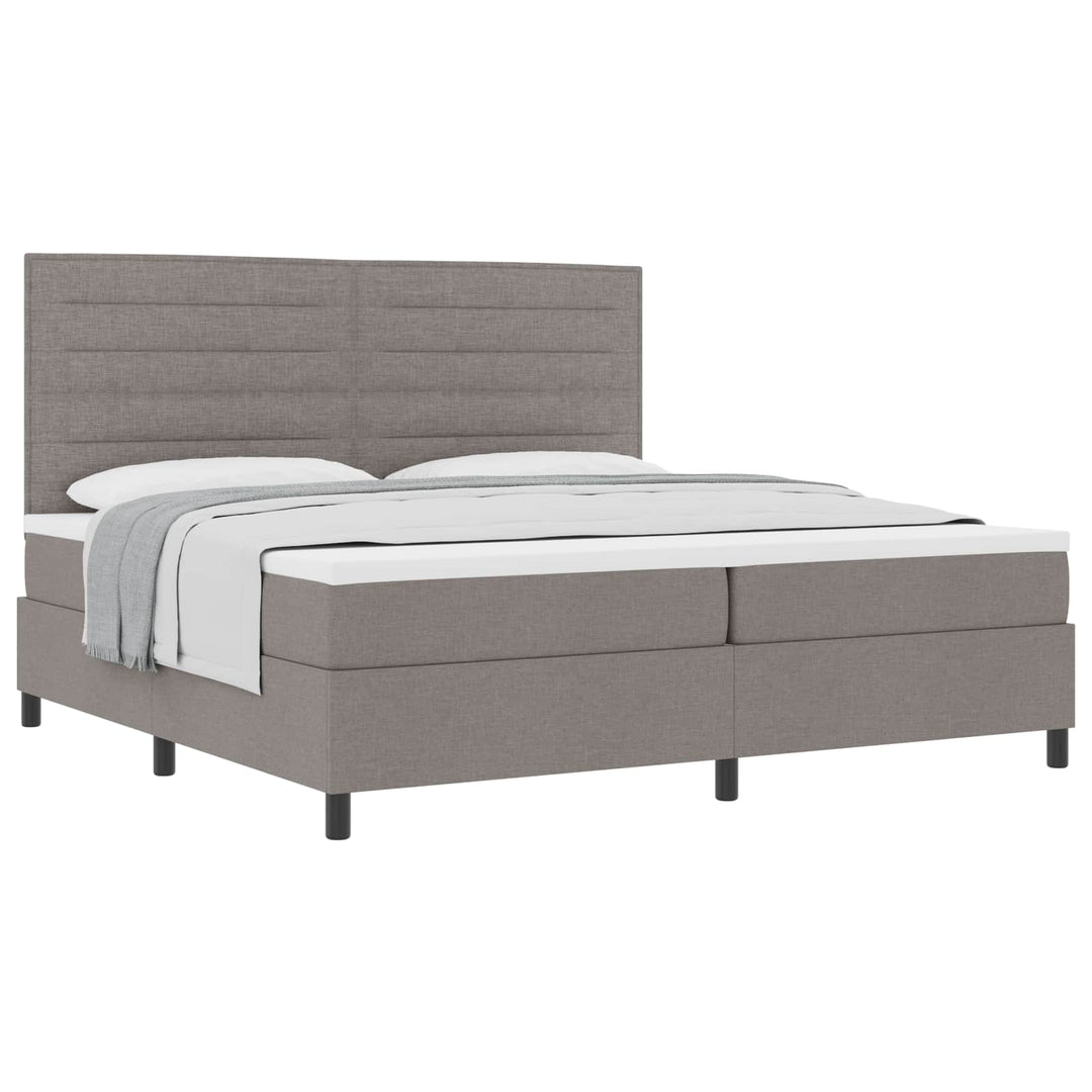 Box spring seng med madras Gråbrun 200 x 200 cm Stof