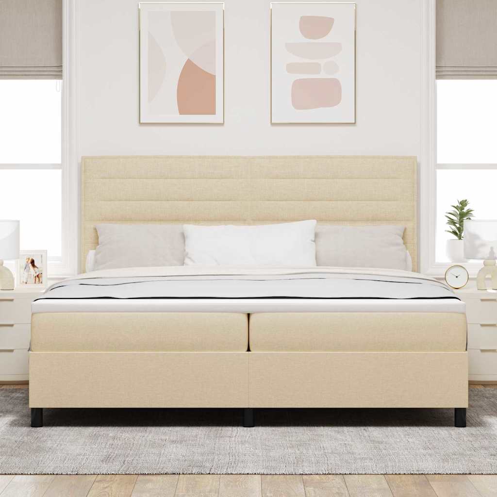 Box spring seng med madras Creme 200 x 200 cm Stof