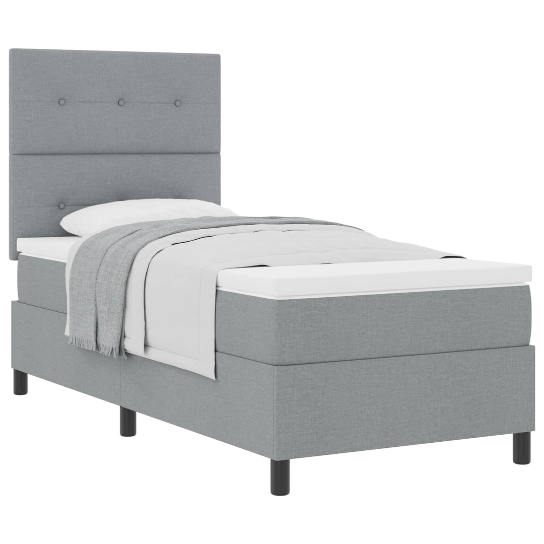 Box spring seng med madras Lysegrå 80 x 200 cm Stof