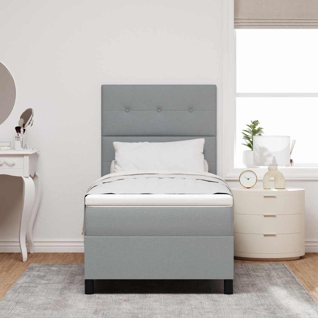 Box spring seng med madras Lysegrå 90 x 190 cm Stof