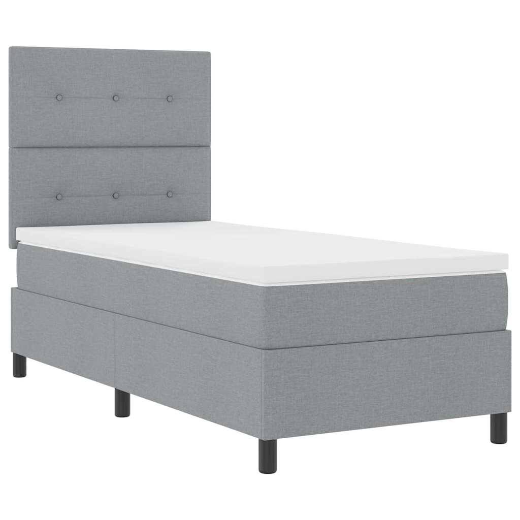 Box spring seng med madras Lysegrå 90 x 190 cm Stof