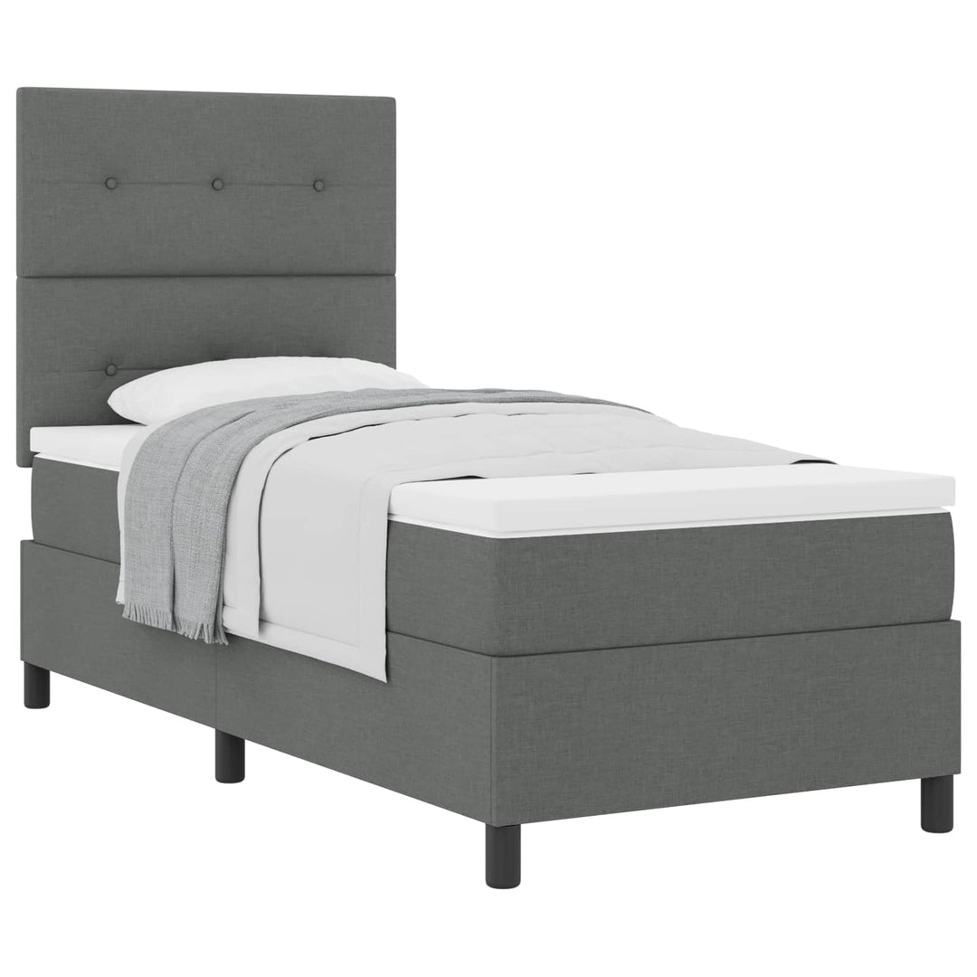 Box spring seng med hovedgærde Mørkegrå 90 x 190 cm Stof