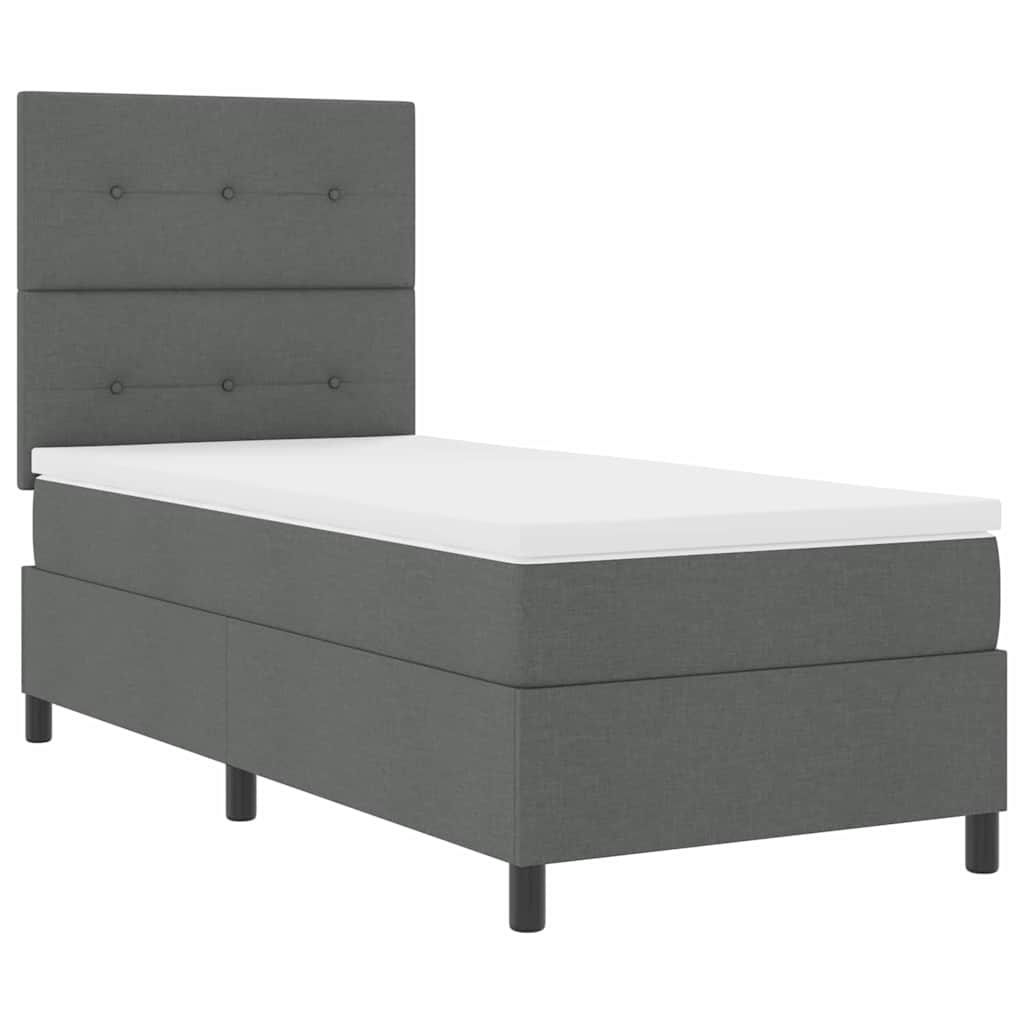 Box spring seng med hovedgærde Mørkegrå 90 x 190 cm Stof
