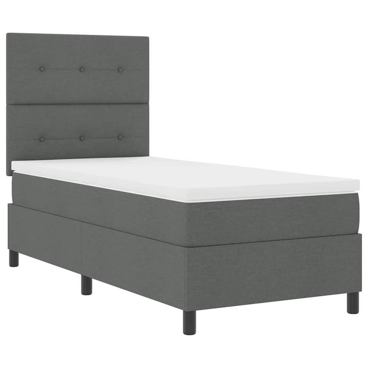 Box spring seng med hovedgærde Mørkegrå 90 x 190 cm Stof