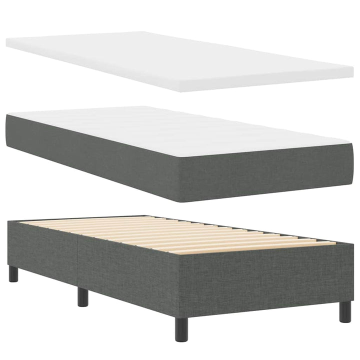 Box spring seng med hovedgærde Mørkegrå 90 x 190 cm Stof
