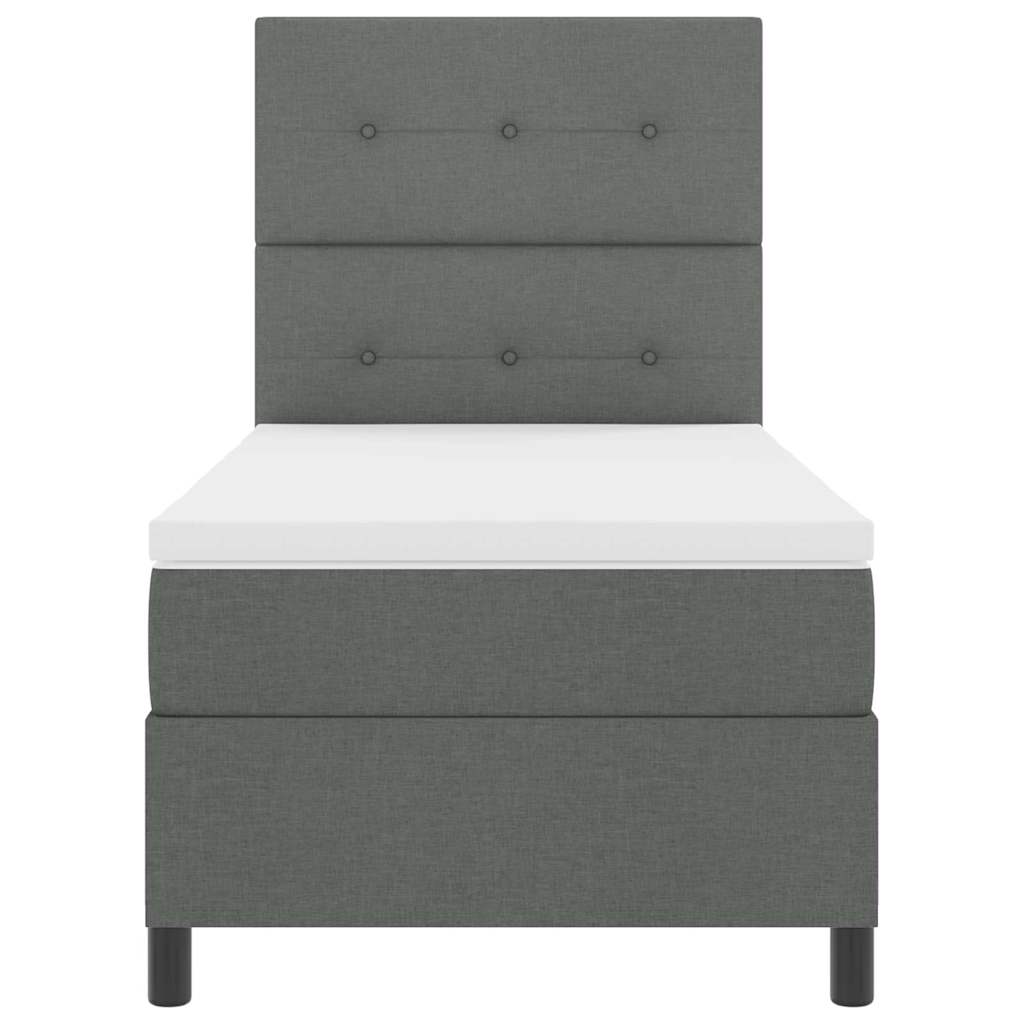 Box spring seng med hovedgærde Mørkegrå 90 x 190 cm Stof