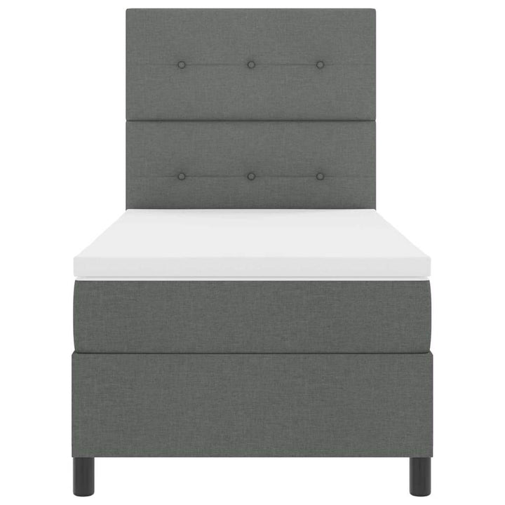 Box spring seng med hovedgærde Mørkegrå 90 x 190 cm Stof