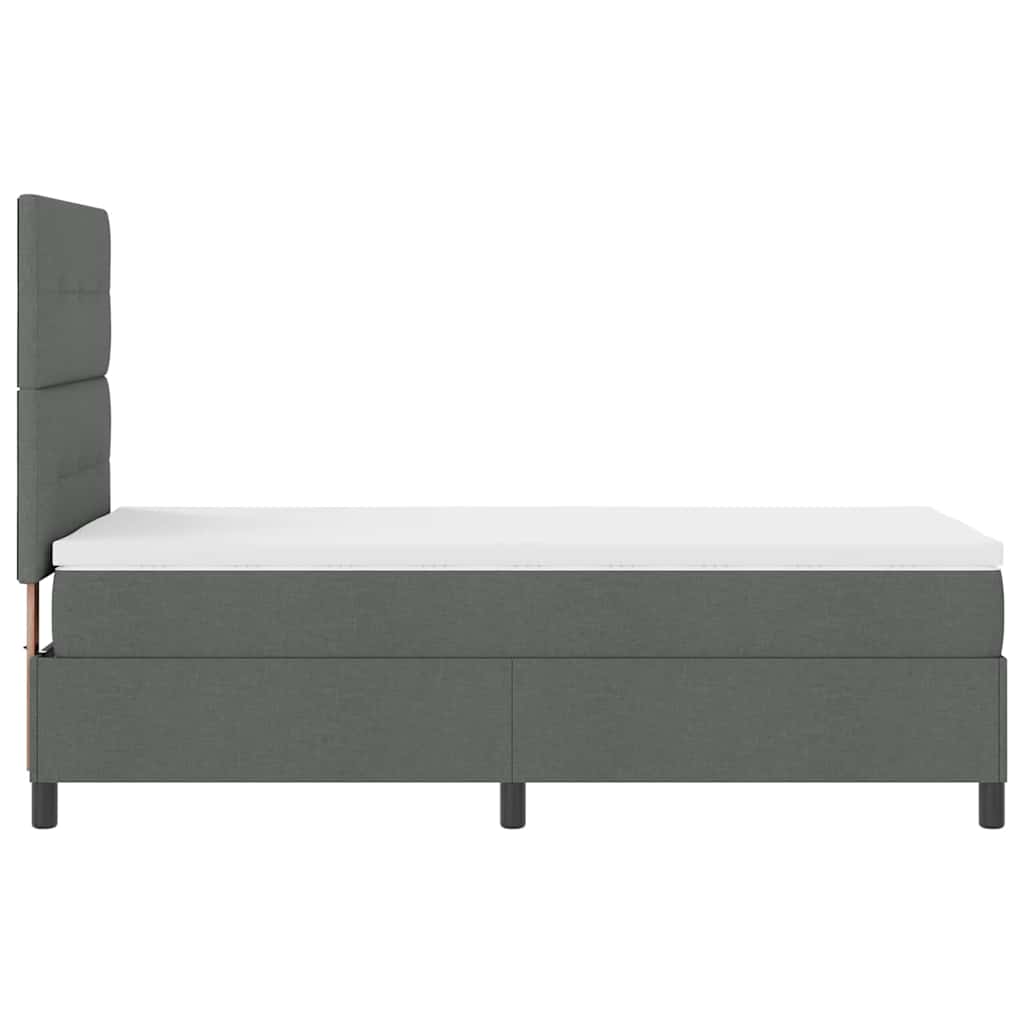 Box spring seng med hovedgærde Mørkegrå 90 x 190 cm Stof