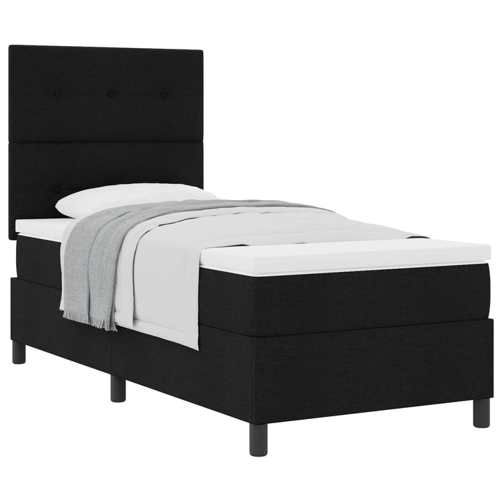 Box spring seng med madras med hovedgærde Sort 90 x 200 cm Stof