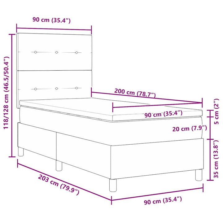 Box spring seng med madras Gråbrun 90 x 200 cm Stof