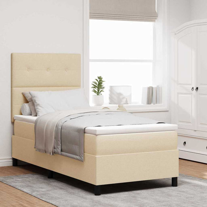 Box spring seng med madras Creme 90 x 200 cm Stof