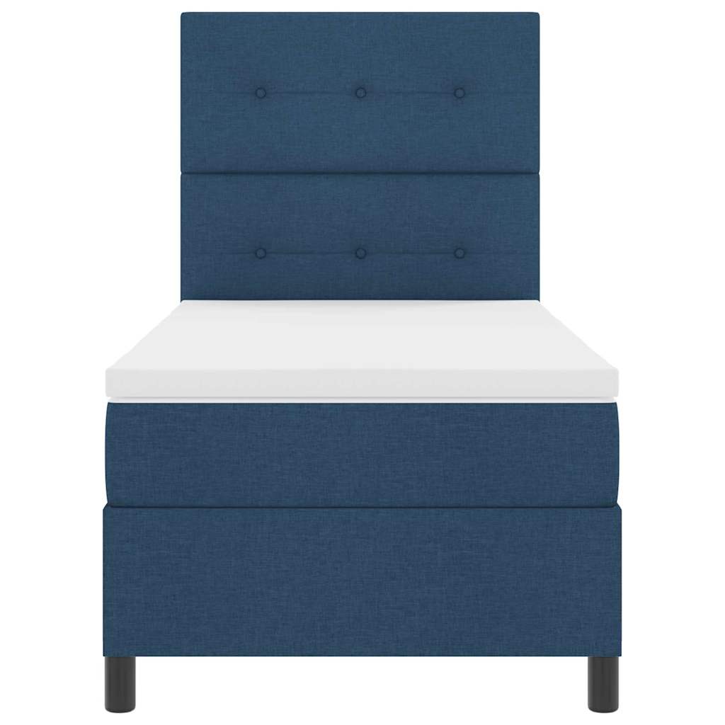 Box spring seng med hovedgærde Blå 90 x 200 cm Stof