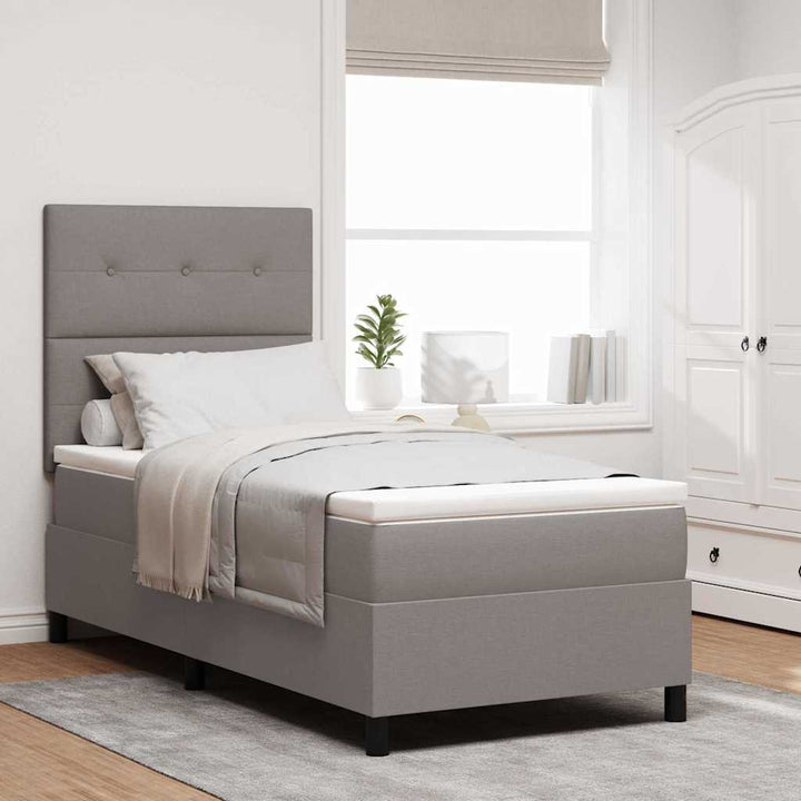Box spring seng med madras Gråbrun 100 x 200 cm Stof
