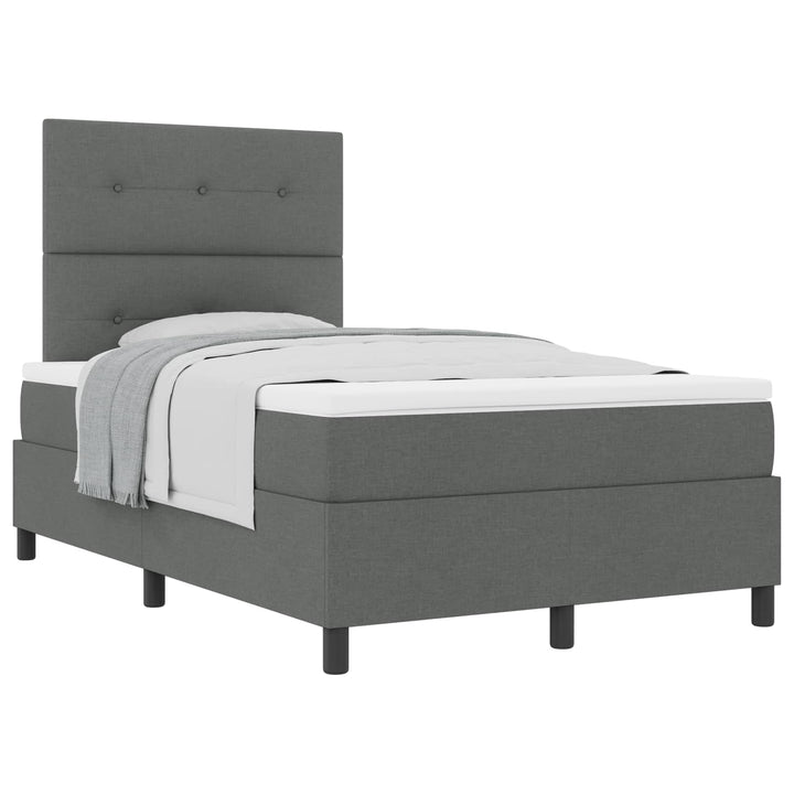 Box spring seng med hovedgærde Mørkegrå 120 x 190 cm Stof