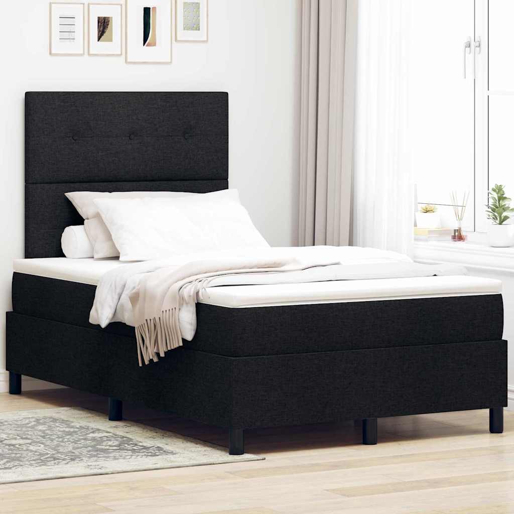 Box spring seng med hovedgærde Sort 120 x 190 cm Stof