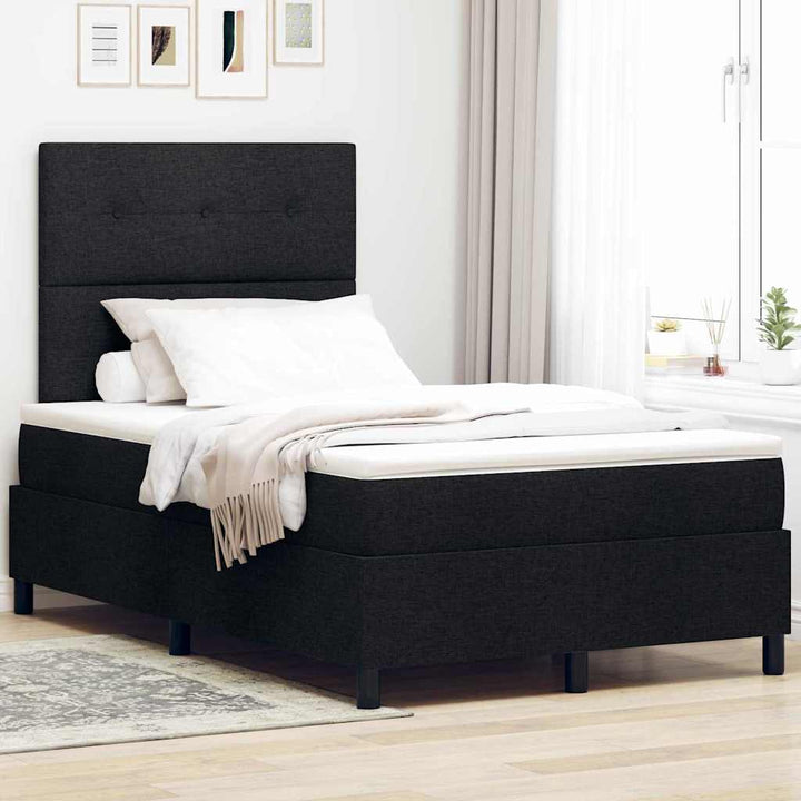 Box spring seng med hovedgærde Sort 120 x 190 cm Stof