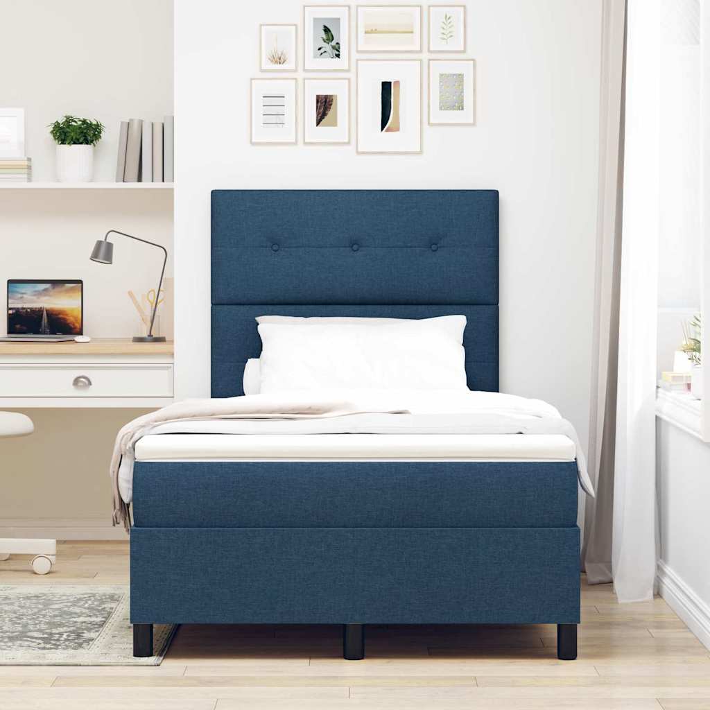 Box spring seng med madras med hovedgærde Blå 120 x 200 cm Stof