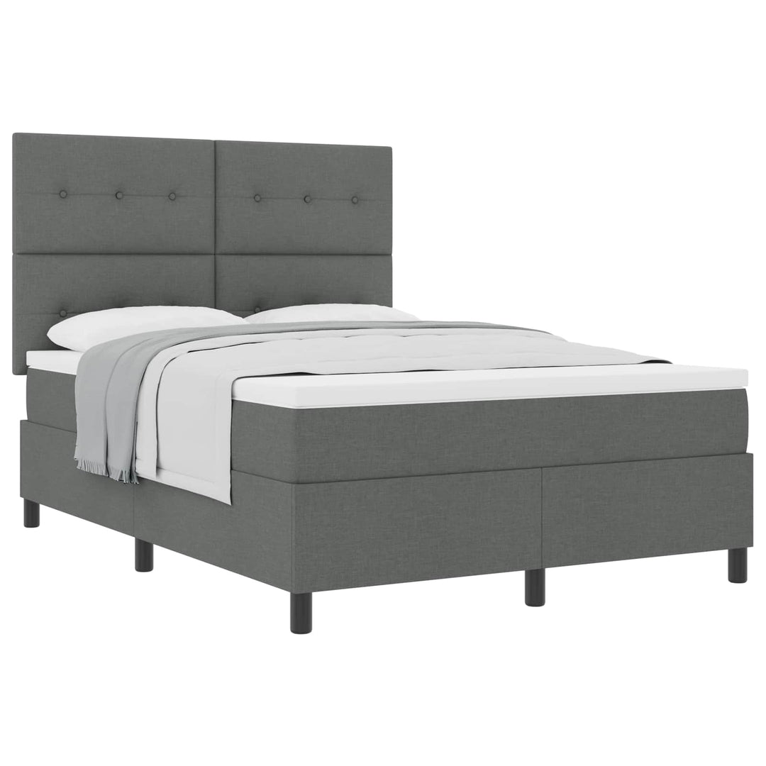 Box spring seng med madras Mørkegrå 140 x 190 cm Stof