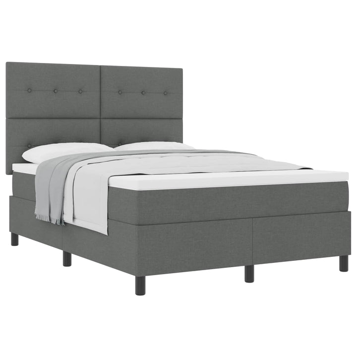 Box spring seng med madras Mørkegrå 140 x 190 cm Stof