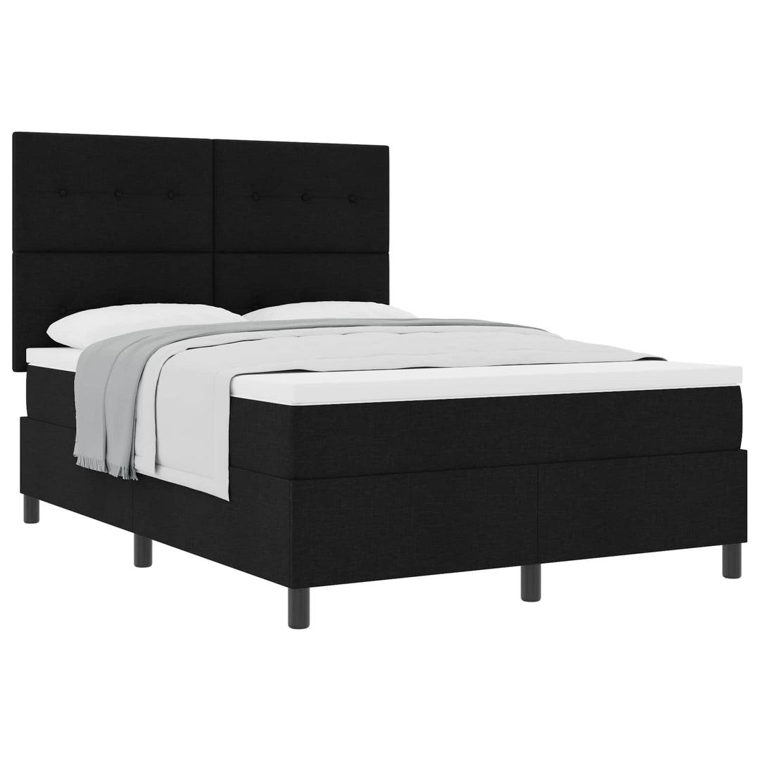 Box spring seng med madras Sort 140 x 190 cm Stof