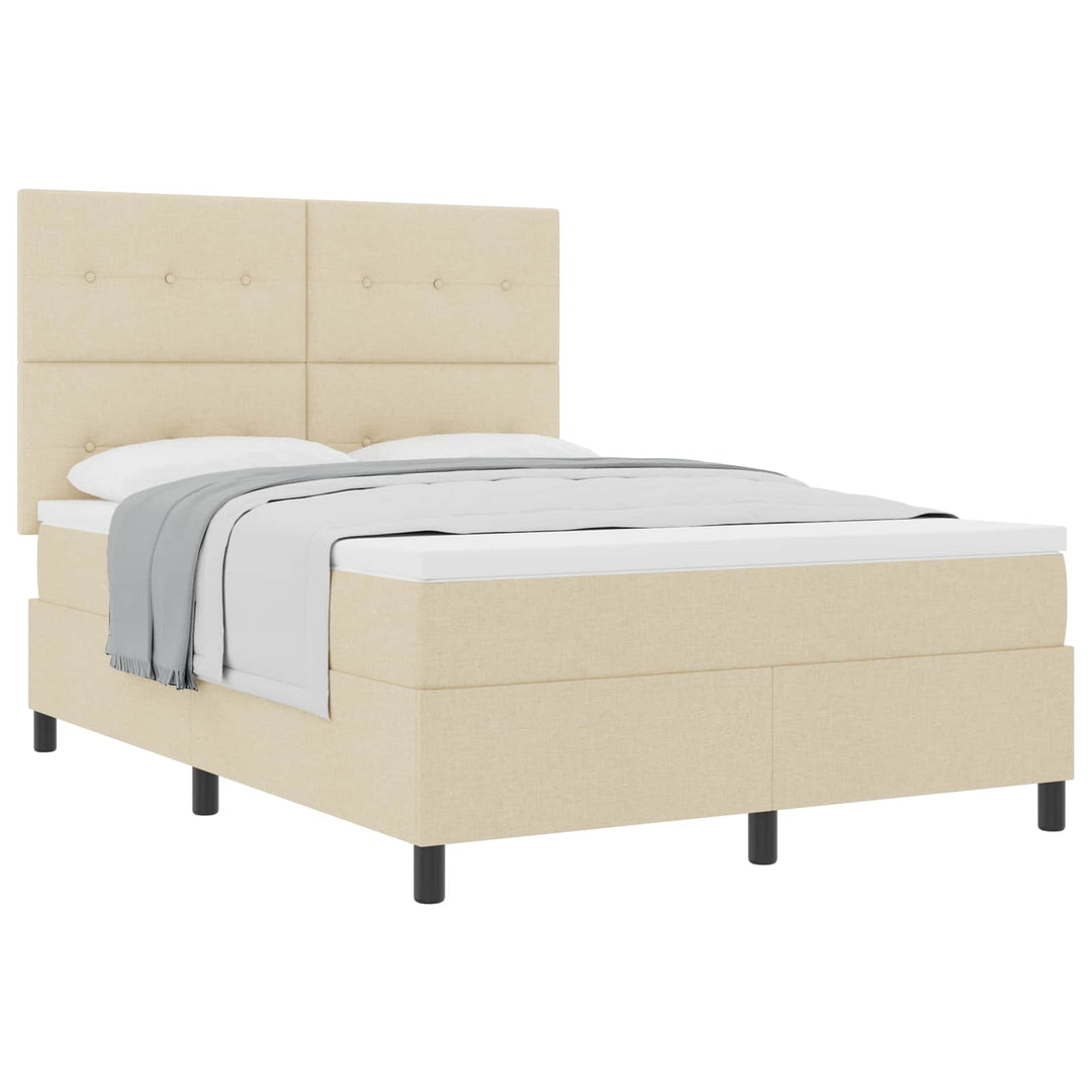 Box spring seng med madras Creme 140 x 190 cm Stof