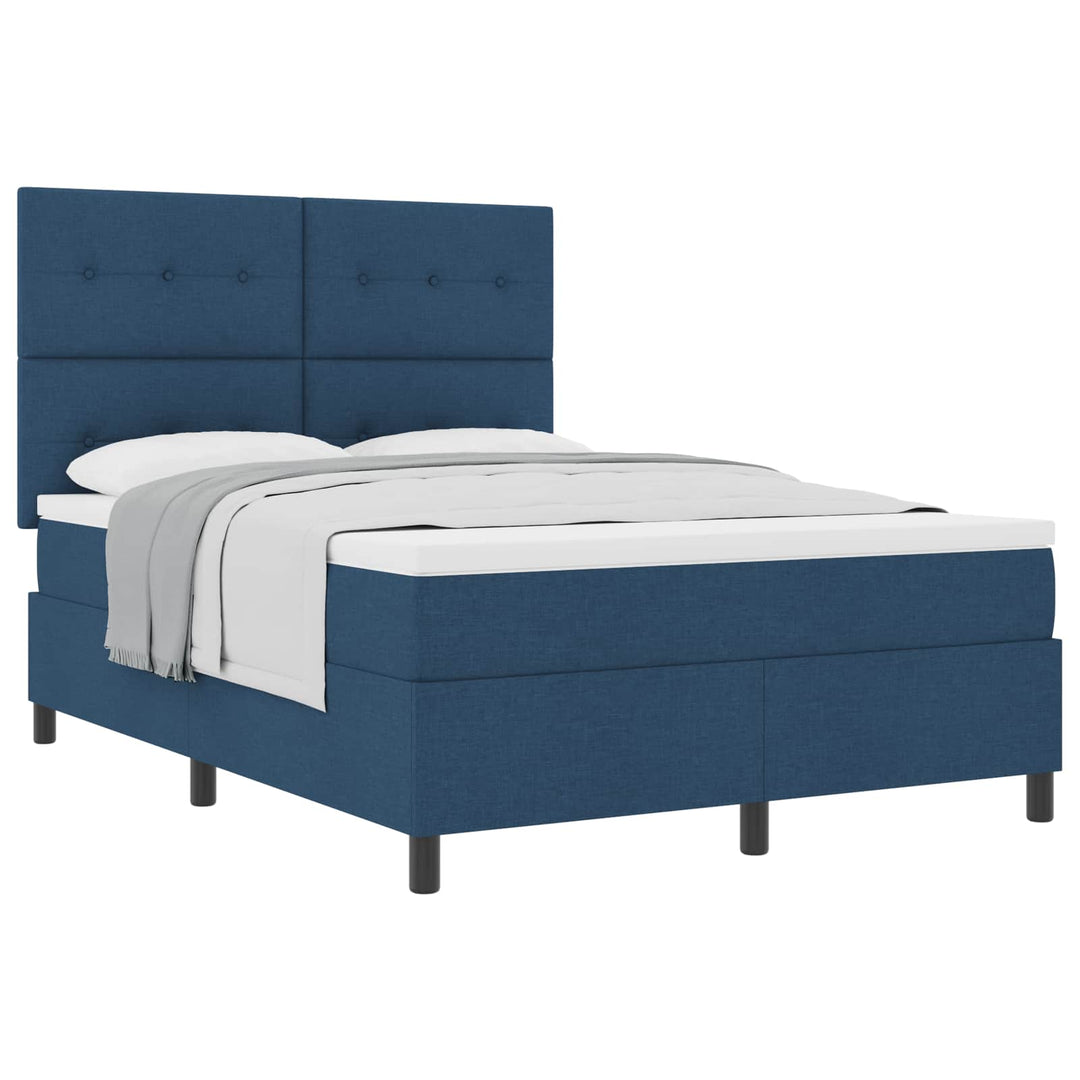 Box spring seng med madras med hovedgærde Blå 140 x 190 cm Stof