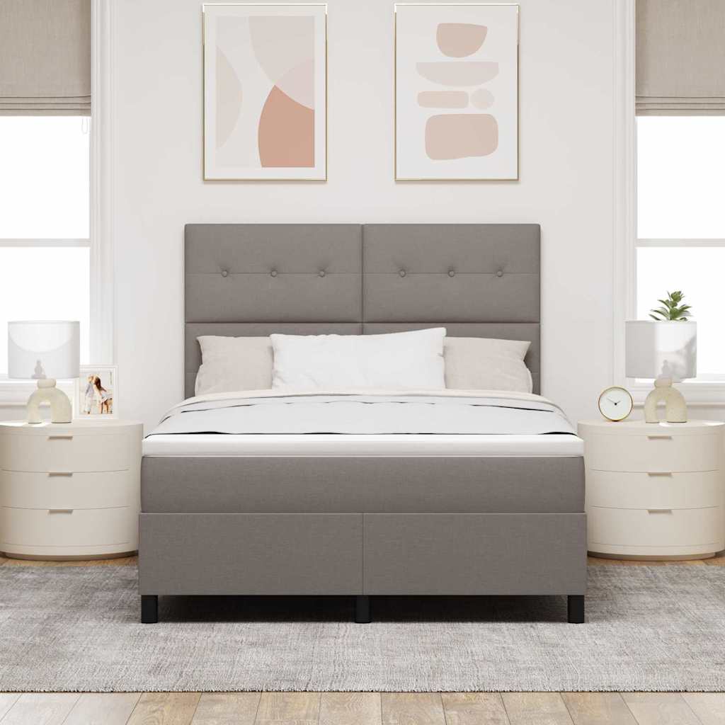 Box spring seng med hovedgærde Gråbrun 140 x 200 cm Stof