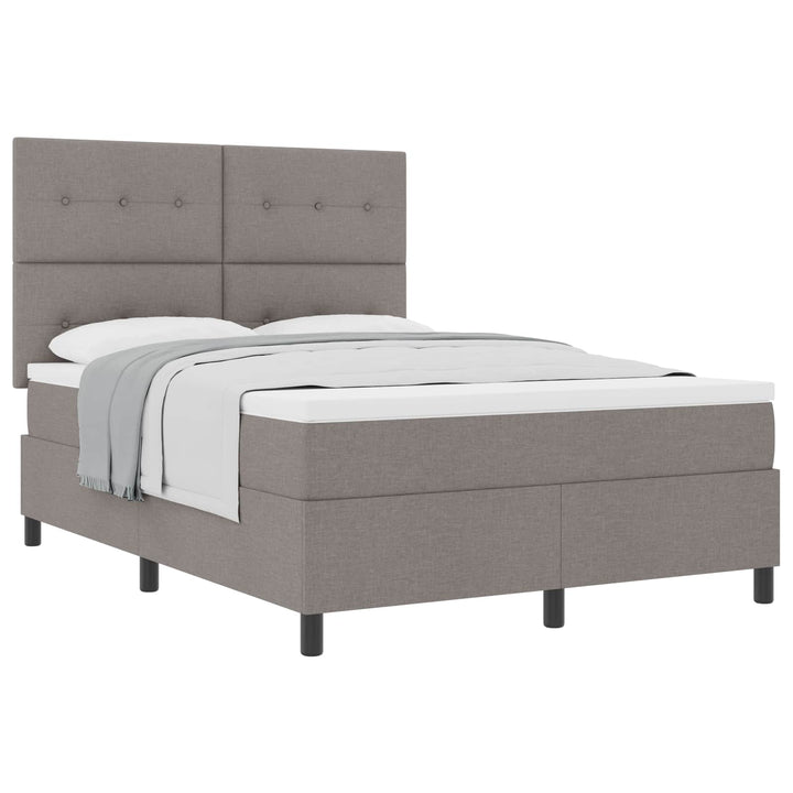 Box spring seng med hovedgærde Gråbrun 140 x 200 cm Stof