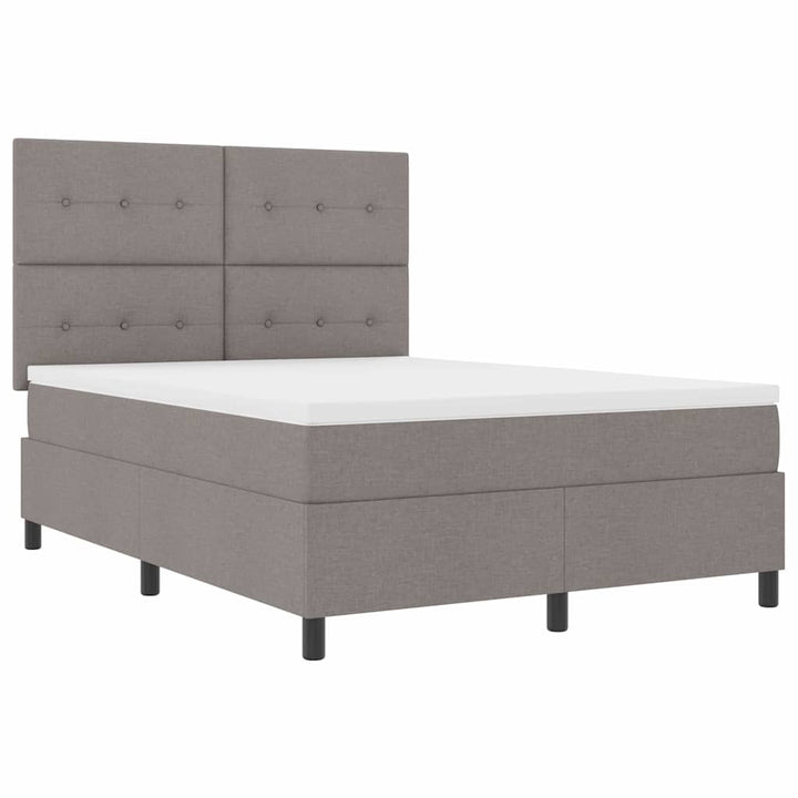 Box spring seng med hovedgærde Gråbrun 140 x 200 cm Stof