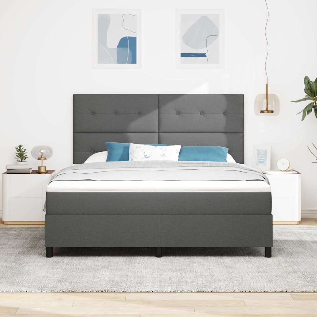 Box spring seng med hovedgærde Mørkegrå 180 x 200 cm Stof