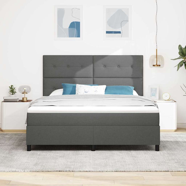 Box spring seng med hovedgærde Mørkegrå 180 x 200 cm Stof