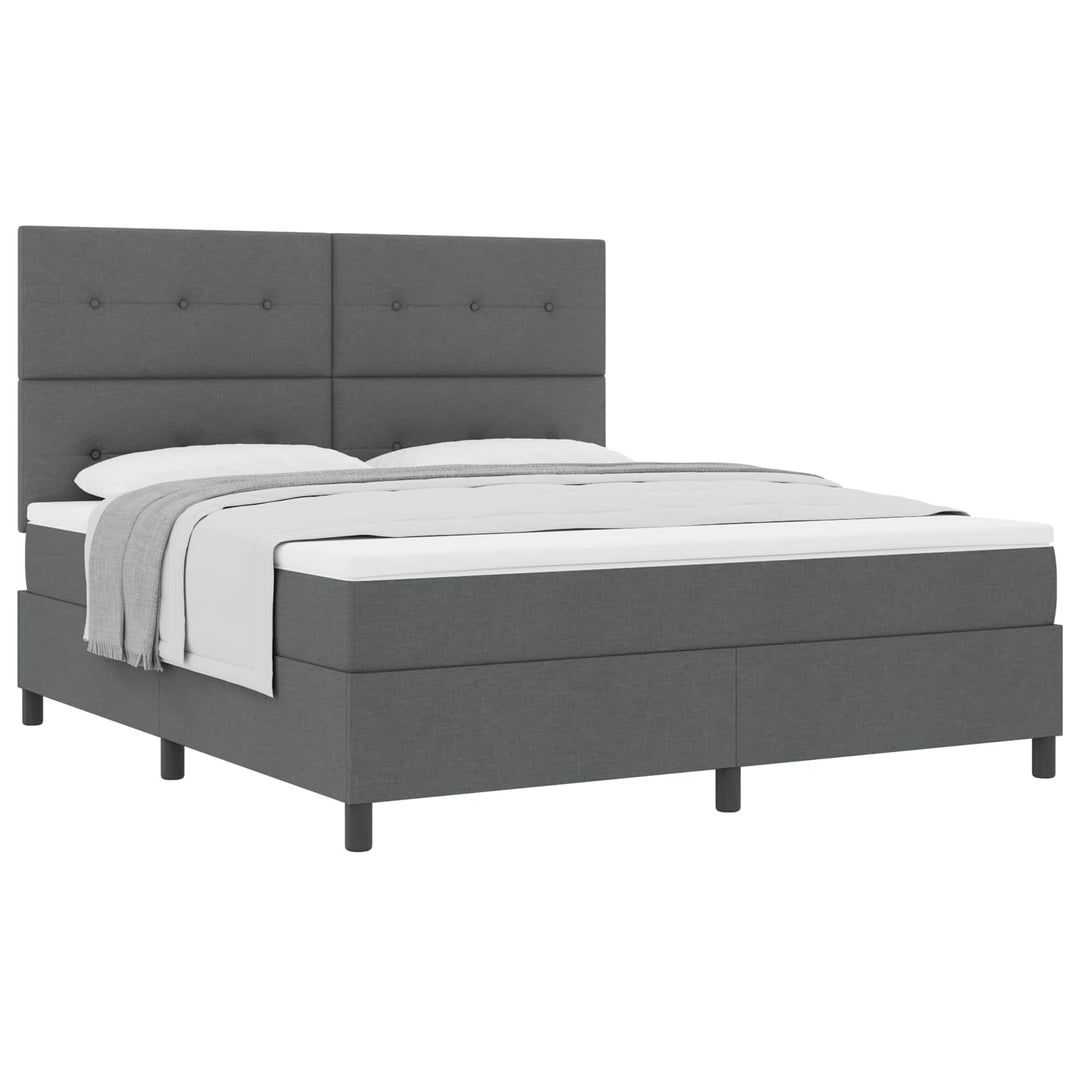 Box spring seng med hovedgærde Mørkegrå 180 x 200 cm Stof