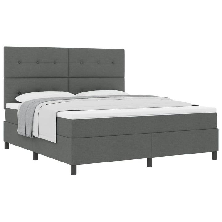 Box spring seng med hovedgærde Mørkegrå 180 x 200 cm Stof