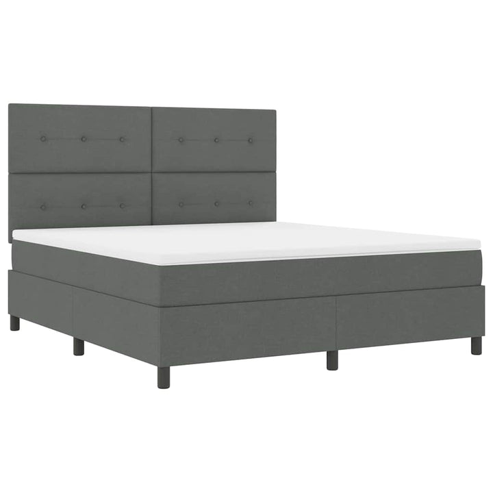 Box spring seng med hovedgærde Mørkegrå 180 x 200 cm Stof