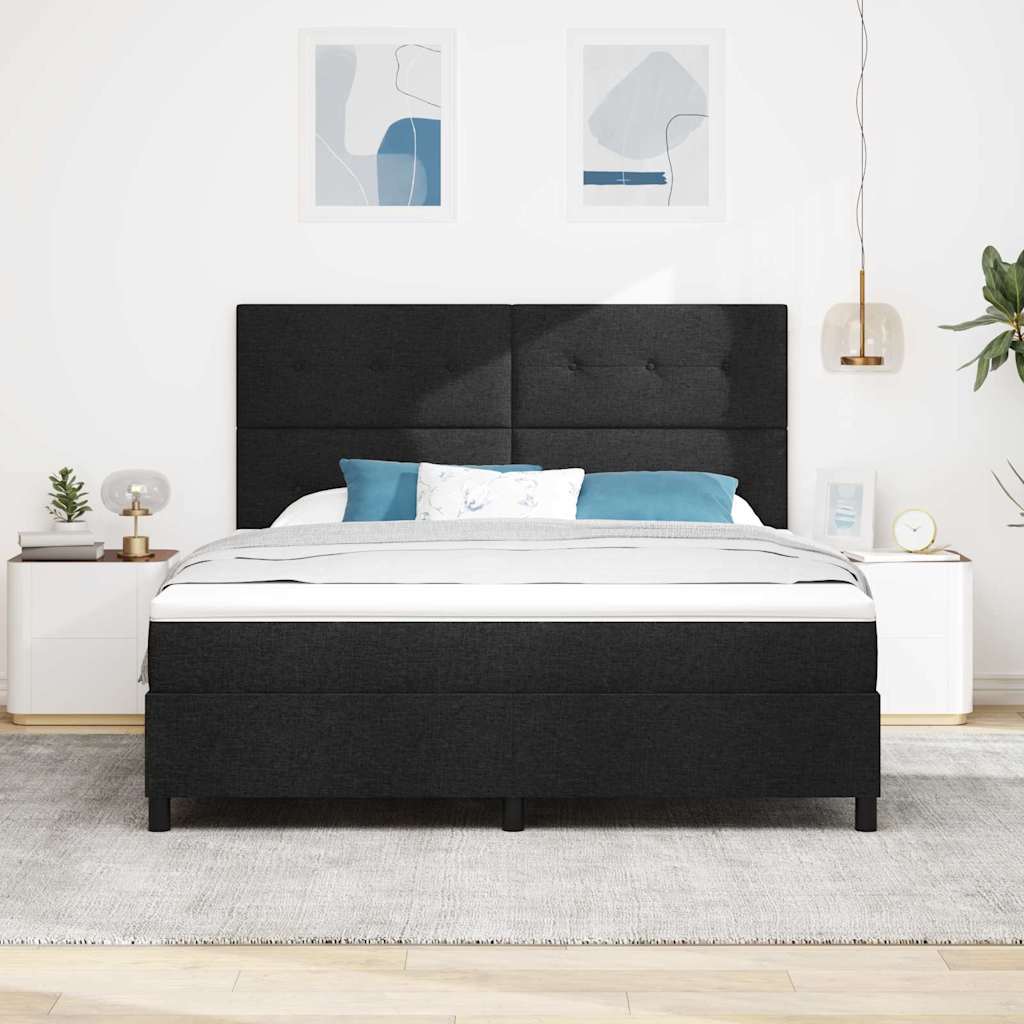 Box spring seng med madras Sort 180 x 200 cm Stof