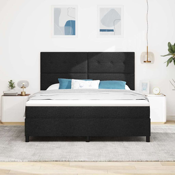 Box spring seng med madras Sort 180 x 200 cm Stof