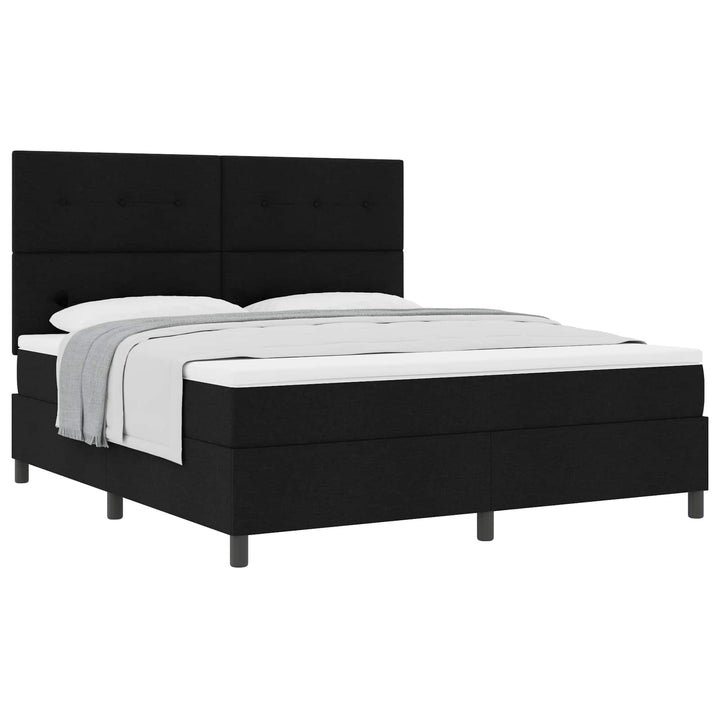 Box spring seng med madras Sort 180 x 200 cm Stof