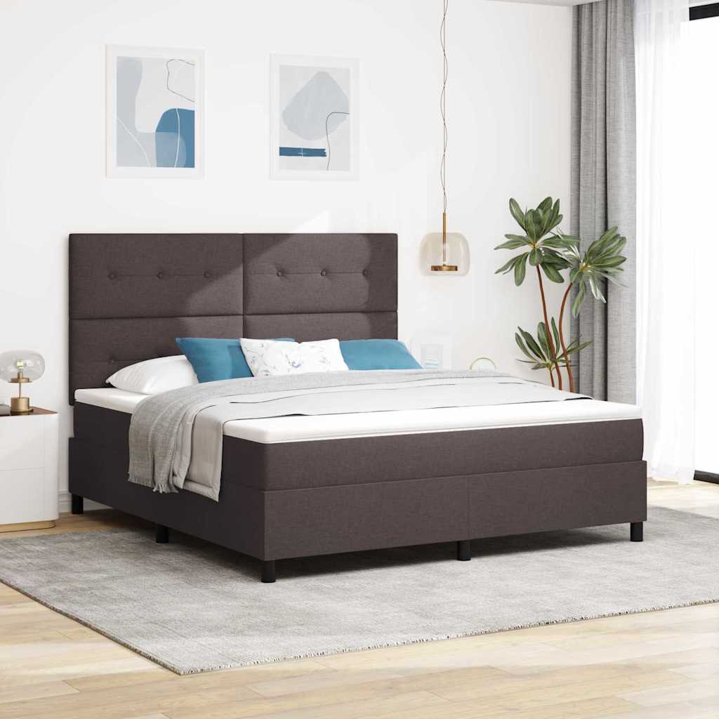 Box spring seng med hovedgærde Mørk Brun 180 x 200 cm Stof