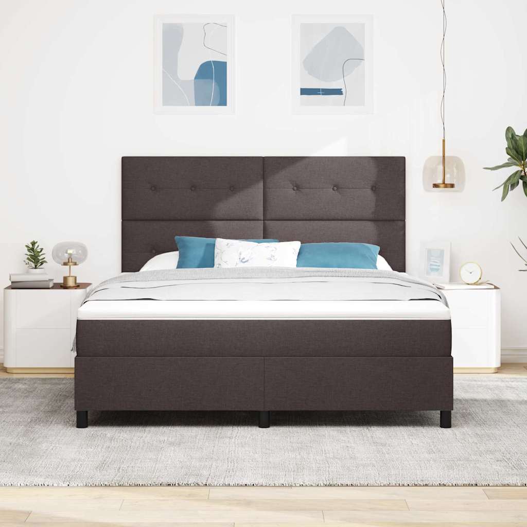 Box spring seng med hovedgærde Mørk Brun 180 x 200 cm Stof