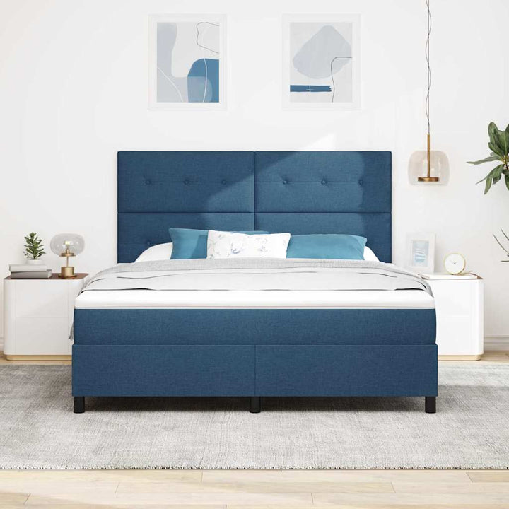 Box spring seng med hovedgærde Blå 180 x 200 cm Stof