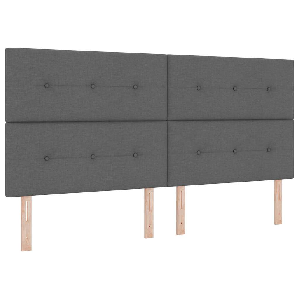 Box spring seng med hovedgærde Mørkegrå 200 x 200 cm Stof
