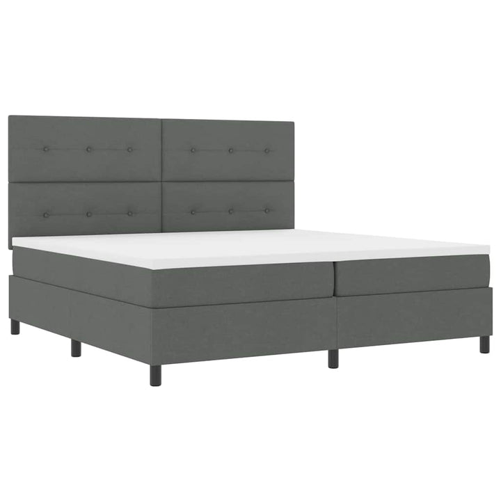 Box spring seng med hovedgærde Mørkegrå 200 x 200 cm Stof