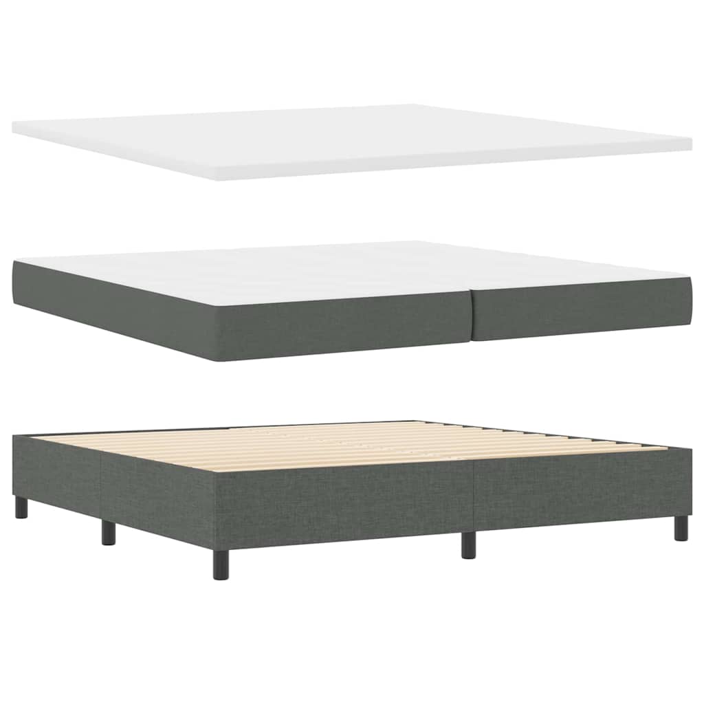 Box spring seng med hovedgærde Mørkegrå 200 x 200 cm Stof