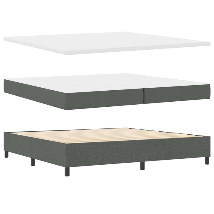 Box spring seng med hovedgærde Mørkegrå 200 x 200 cm Stof